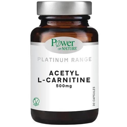 Power of Nature Platinum Range Acetyl L-Carnitine 500 mg Συμπλήρωμα Διατροφής με Ακετυλο-L-Καρνιτίνη, για Βέλτιστη Βιοδιαθεσιμότητα & Απορρόφηση 30veg.caps